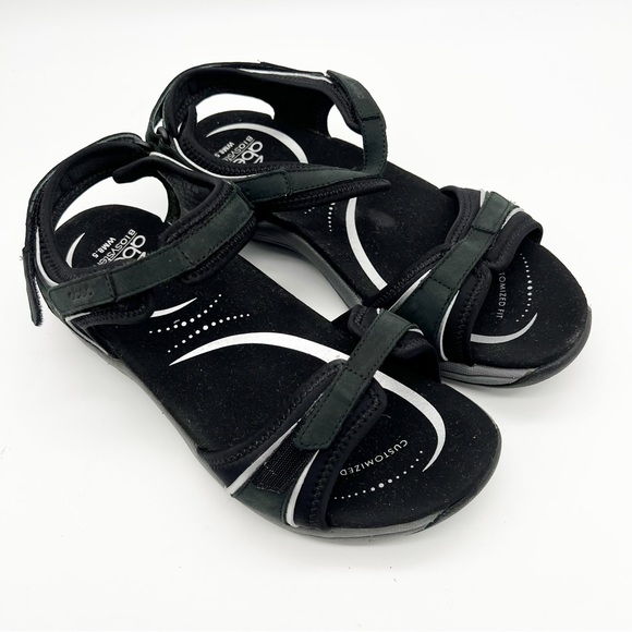 Abeo BIO System Goleta Black Leather Comfort Walking Active Sandals Women’s 8.5 - Picture 2 of 11